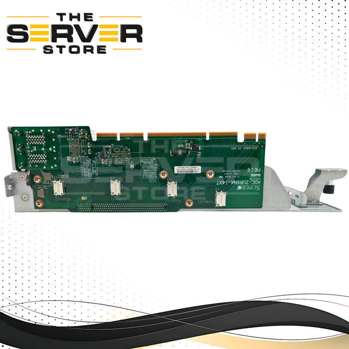 Supermicro 2U Ultra Riser Card with Onboard Quad-Port 10GBASE-T (Intel X550), 4x OCuLink NVMe Ports & 1x PCIe 3.0 x8 Slot. P/N: AOC-2UR6N4-I4XT.