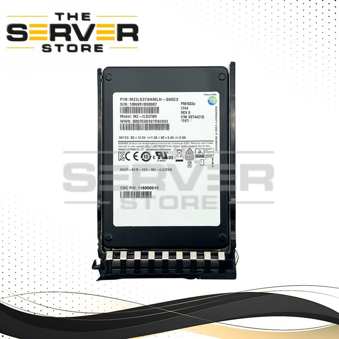 Samsung EMC 3.84TB SAS 12G RI SFF 2.5" 15mm SSD PM1633a Series MZ-ILS3T8N 118000519 for HPE ProLiant Server G10 Plus G11 G12 (HPE SFF BC Tray Included)
