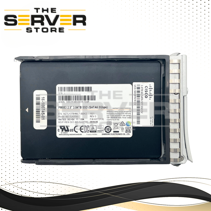 Cisco 3.84TB SATA 6G EV 2.5" SSD PM883 MZ-7LH3T80 16-100745-01 UCS-SD38T61X-EV for Cisco UCS C-Series Server