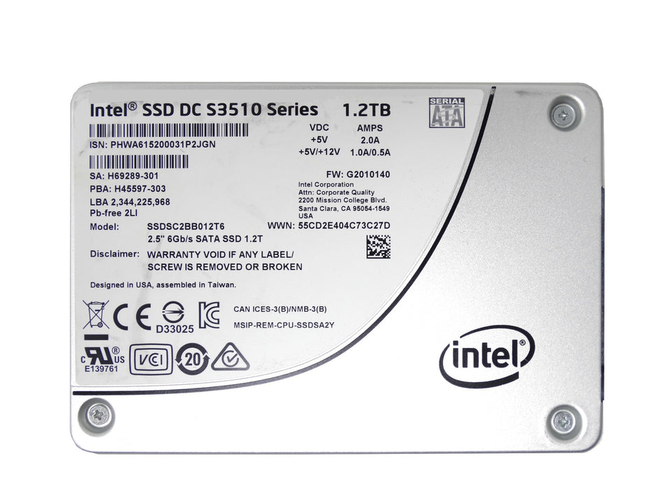 Intel Series DC S3510 1.2TB SATA 6Gb/s 2.5'' SSD Solid State Drive (SSDSC2BB012T6)