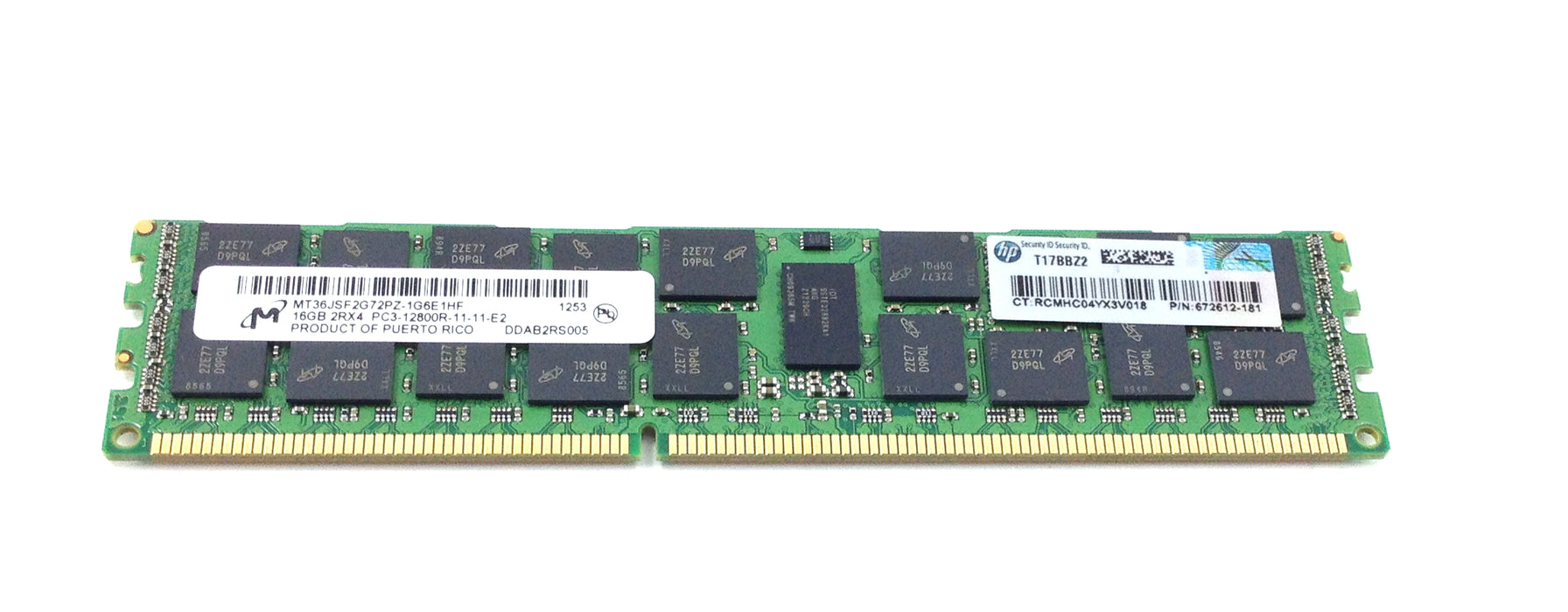 MICRON HP 16GB 2Rx4 DDR3 PC3-12800R Server Memory (672612-181 MICRON)