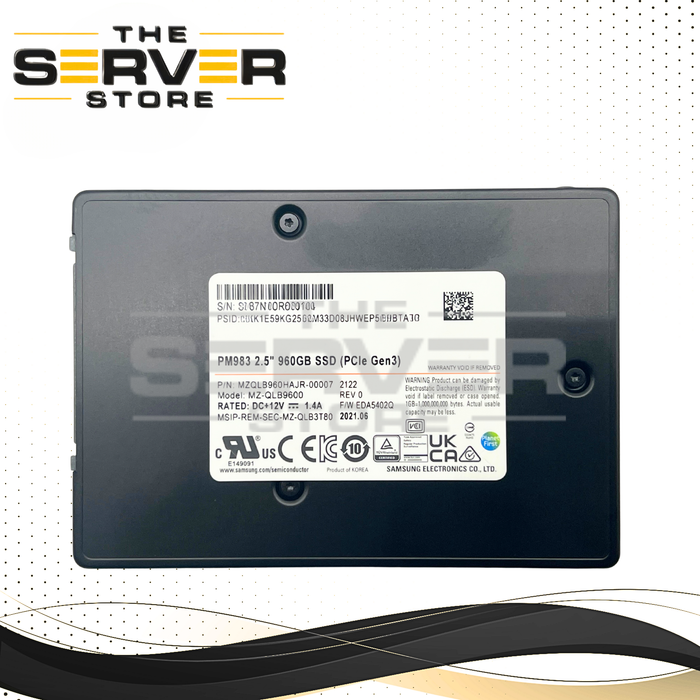 (89%-to-80% Health) Samsung 960GB NVMe U.2 PCIe Gen 3.0 x4 SFF 2.5" 7mm RI SSD PM983 Series MZQLB960HAJR