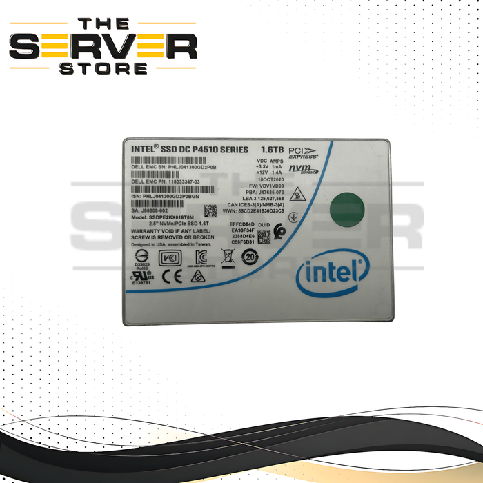 EMC 1.6TB NVMe U.2 PCIe 3.0 x4 2.5" SFF SSD Intel P4510 SSDPE2KX016T8M 118033347-03