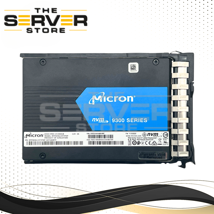 Micron 15.36TB NVMe U.2 PCIe Gen 3.0 x4 RI SFF 2.5" SSD 9300 PRO Series Enterprise MTFDHAL15T3TDP for HPE ProLiant Server G10 Plus G11 G12 (HPE SFF BC Tray Included)