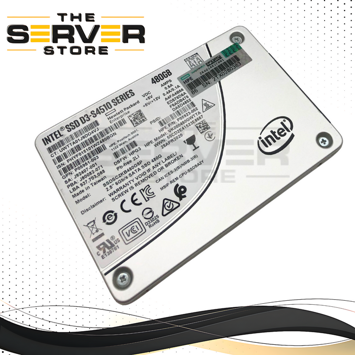 HPE Intel D3-S4510 480GB SATA 6Gb/s Read Intensive (RI) 2.5-inch SFF Enterprise SSD. P/N: P05923-002.