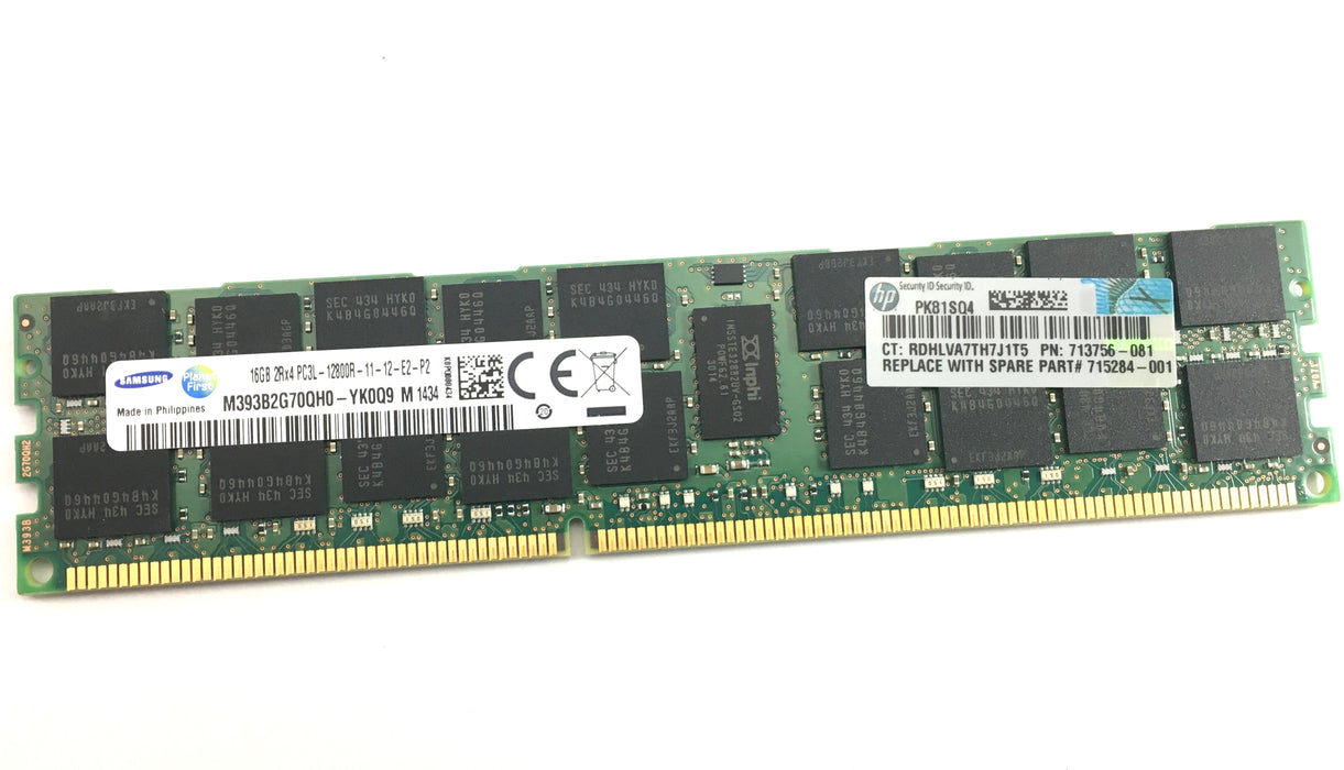 HP 16GB 2Rx4 PC3L 12800R DDR3 1600MHz ECC Registered Memory (713985-B21)