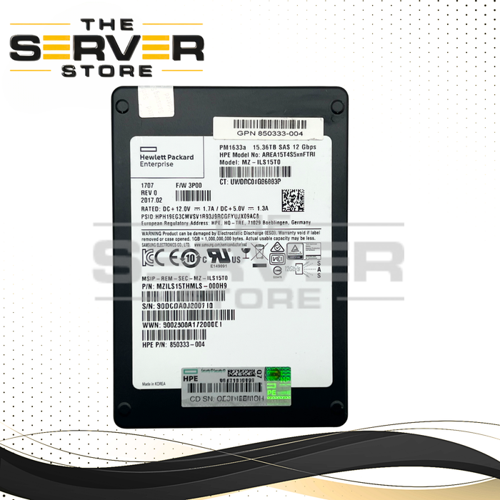 HPE 15.36TB SAS 12G RI SFF 2.5" SED SSD Samsung PM1633a MZ-ILS15T0 850333-004