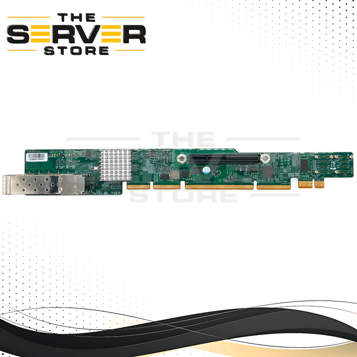 Supermicro 1U Ultra Riser Card with Onboard Dual-Port 10GbE SFP+ (Intel X710) & Dual Mini-SAS HD NVMe Ports. P/N: AOC-URN2-I2XS.