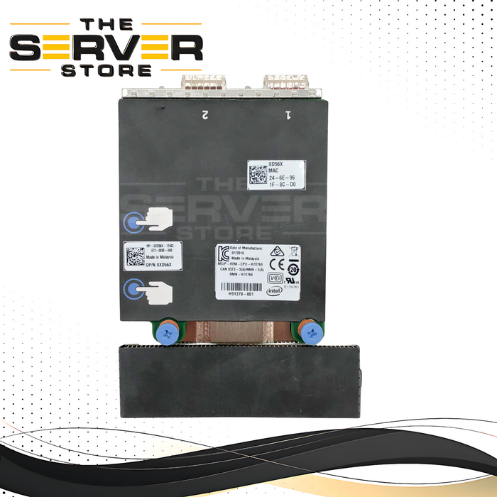 Dell Intel XL710-QDA2 Dual Port 40 Gigabit Ethernet (40GbE) QSFP+ PCIe 3.0 Network Interface Controller (NIC) Mezzanine Card. P/N: XD56X, 0XD56X.