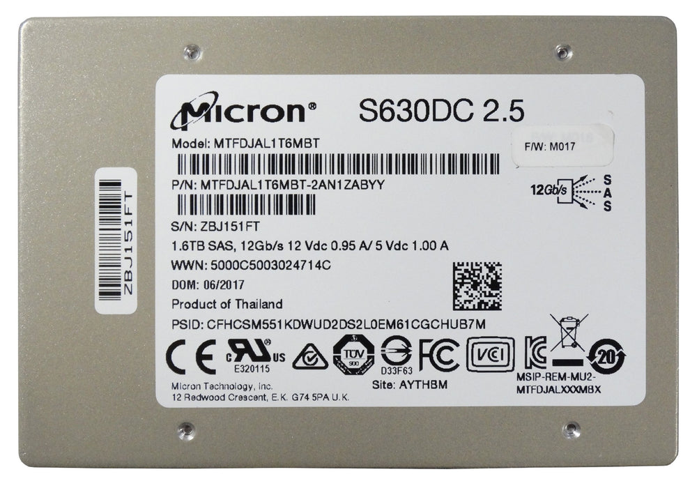 Micron S630DC 1.6TB SAS 12Gb/s 2.5'' SSD Solid State Drive (MTFDJAL1T6MBT)