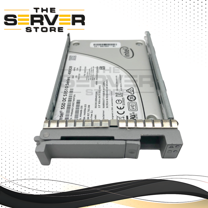 Cisco Intel DC S3510 480GB SATA 6Gb/s 2.5-inch SFF Enterprise Solid State Drive (SSD) in Caddy. Cisco P/N: 16-100755-01.