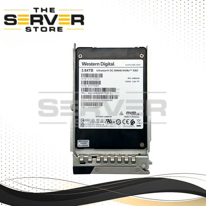 Western Digital (WD / HGST) 3.84TB NVMe U.2 PCIe Gen 3.0 x4 RI SFF 2.5" SSD Ultrastar DC SN640 Series WUS4BB038D7P3E3 for Dell PowerEdge Gen15th Server (Dell PowerEdge Gen15th Tray Included