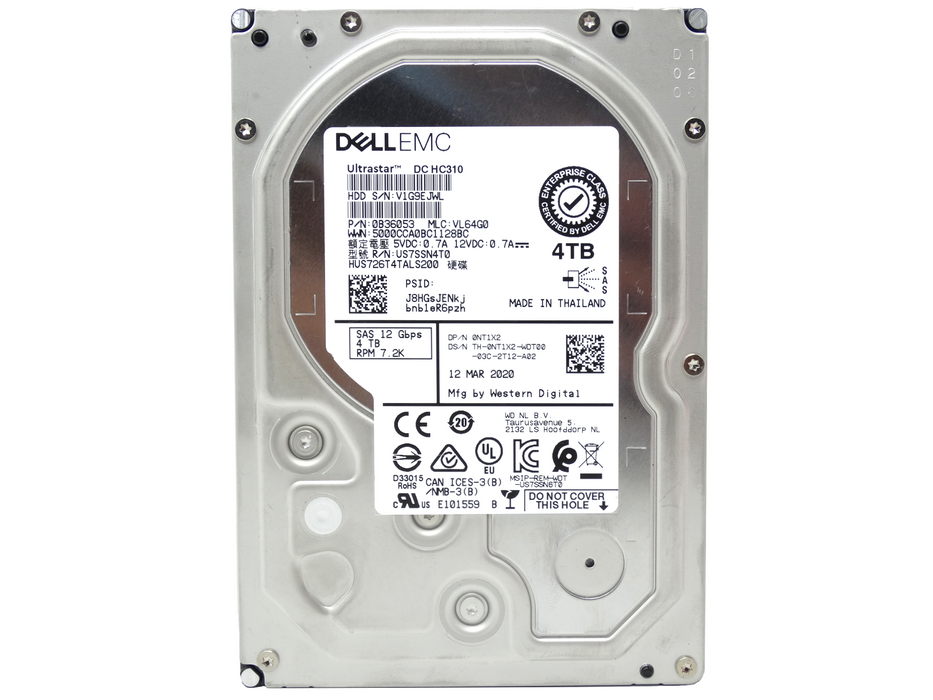 Dell 4TB 7.2K SAS 3.5'' 12GB/s HDD Hard Drive (NT1X2)