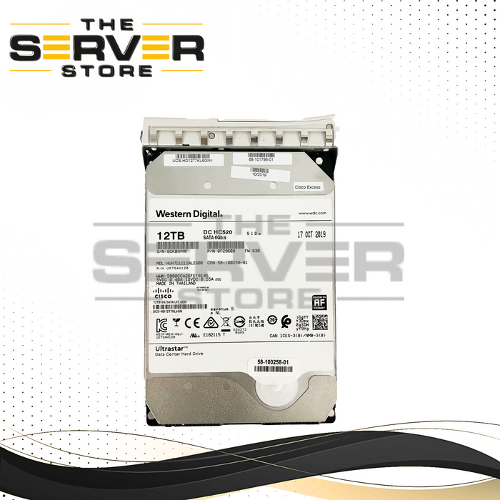 Cisco 12TB SATA 6G 7.2K RPM 512e LFF 3.5'' HDD WD Ultrastar DC HC520 HUH721212ALE600 58-100258-01 UCS-HD12T7KL6GN (Cisco LFF Tray Included)