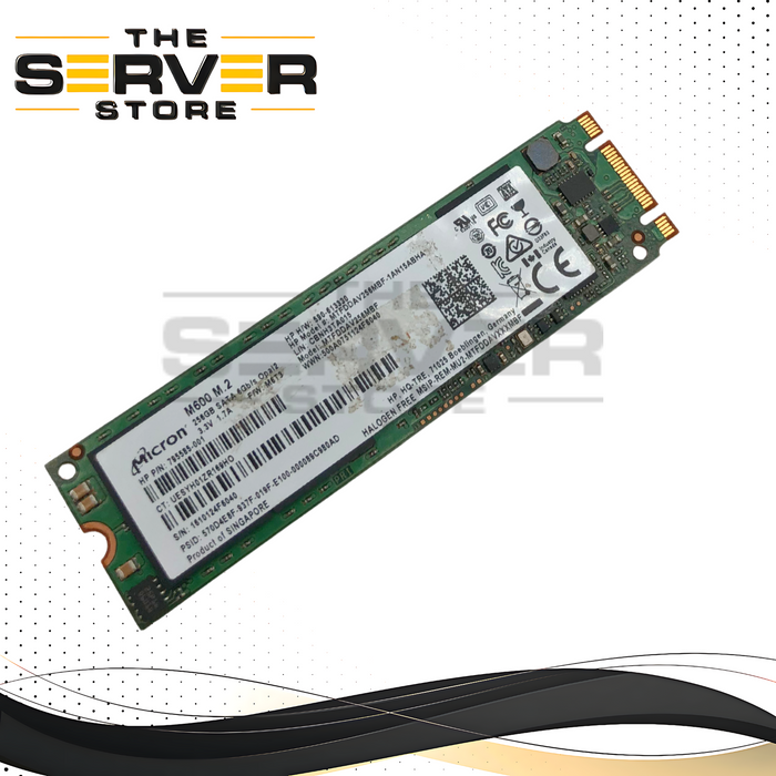 HPE Micron M600 M.2 2280 256GB SATA 6Gb/s Opal2 Solid State Drive (SSD). P/N: 795585-001.