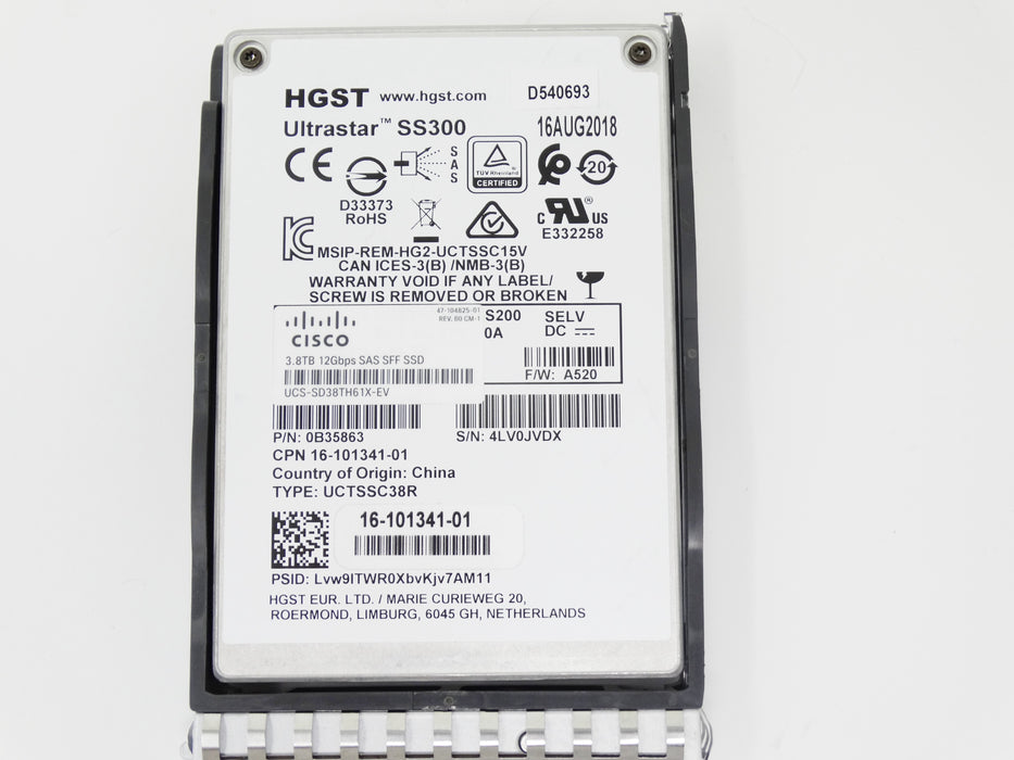 Cisco 3.84TB SAS 12G 2.5" SSD HGST Ultrastar SS300 16-101341-01 UCS-SD38TH61X-EV