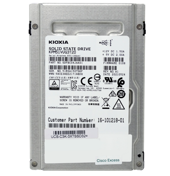 CISCO KIOXIA 3.2TB 12Gbps 2.5'' SAS SSD Solid State Drive (UCS-C3K-3XTSSD32)