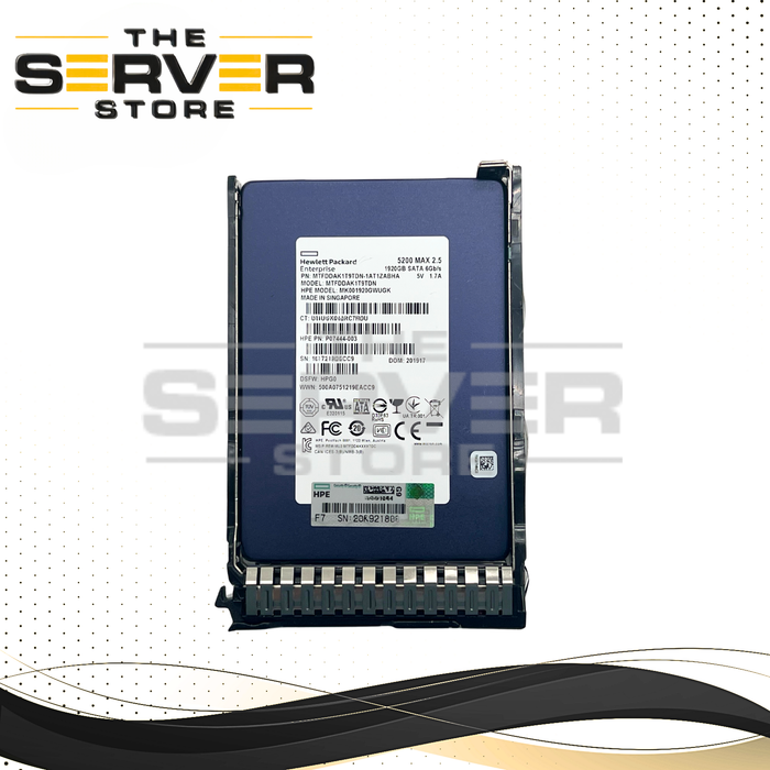 HPE 1.92TB SATA 6G MU SFF SC 2.5" 7mm SSD Micron 5200 MAX Series MK001920GWUGK P07444-003 For HPE ProLiant Server G9 G10 (HPE SC Tray Included)