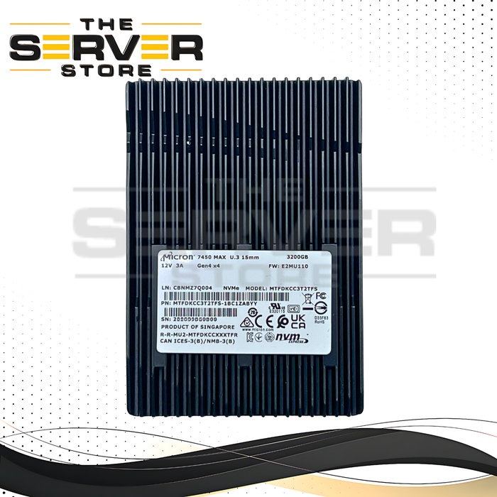 Micron 3.2TB NVMe U.3 PCIe Gen 4.0 x4 SFF 2.5" SSD 7450 MAX Series MTFDKCC3T2TFS