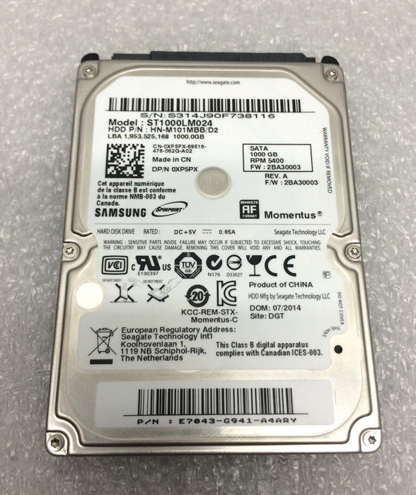 Dell Samsung 1TB 5.4K SATA 2.5'' Laptop Hard Drive (XP5PX)