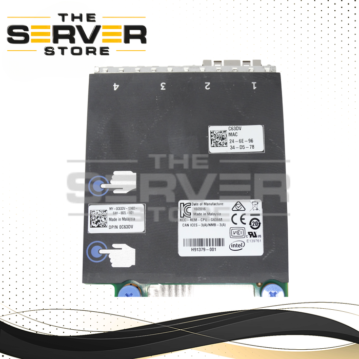 Dell Intel X520/I350 Quad Port 2x 10Gb SFP+ 2x 1Gb RJ45 Network Card 0C63DV C63DV