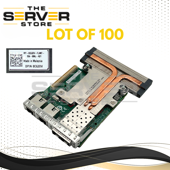 (LOT OF 100) Dell Quad Port (2x Intel X520 10Gb SFP+ i350 1Gb RJ45) Network Card 0C63DV C63DV