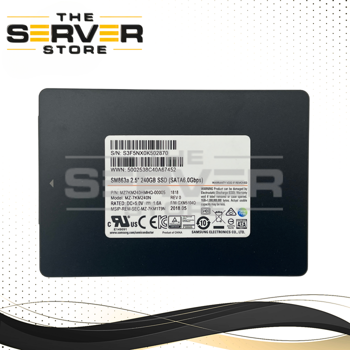 Samsung 240GB SATA 6G 2.5" SSD SM863a MZ7KM240HMHQ MZ7KM240HMHQ-00005