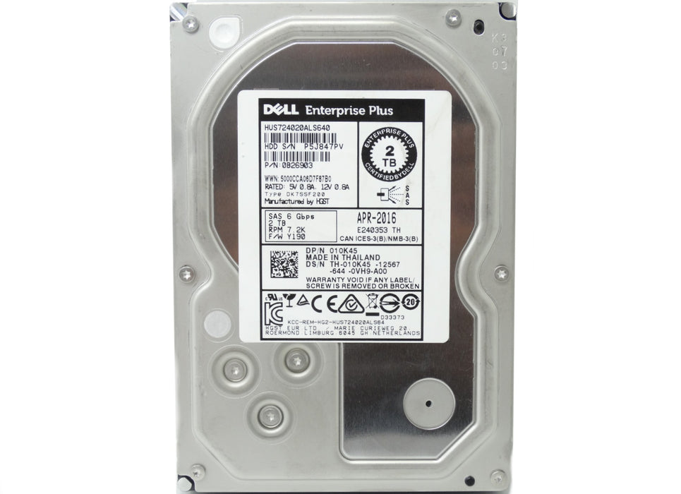 Dell Enterprise Plus 2TB SAS 6Gbps RPM 7.2K 3.5'' Hard Drive (HUS724020ALS640)