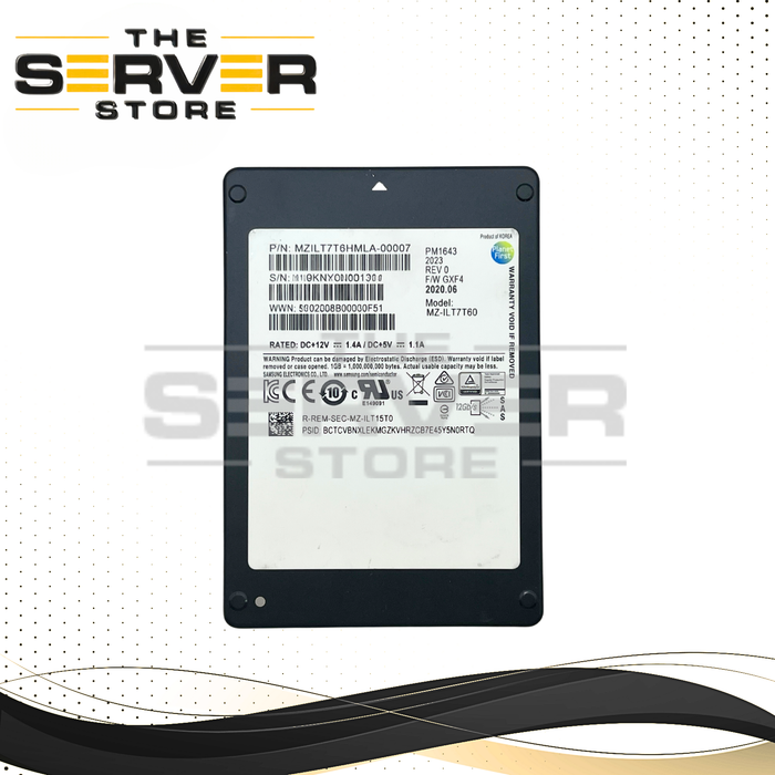 Samsung 7.68TB SAS 12G RI SFF 2.5" 15mm SED SSD PM1643 Series MZ-ILT7T60 MZILT7T6HMLA