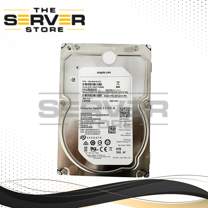 NetApp 6TB SAS 12G 7.2K LFF 3.5" HDD Seagate 108-00419+C0 X321A-R6 SP-321A-R6