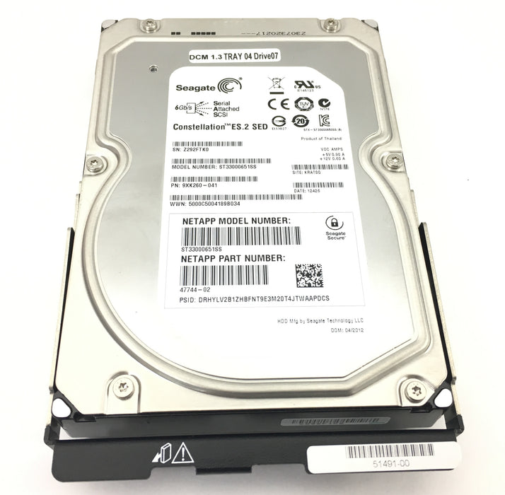 NetApp Seagate 3TB 7.2K 6Gbps SAS 3.5'' SED Hard Drive (9XK260-041)