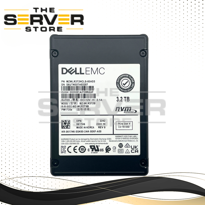 Dell EMC 3.2TB NVMe U.3 G4 x8 MU 2.5 SSD Samsung PM1735a MZ-WLR3T2B 0617H6 617H6