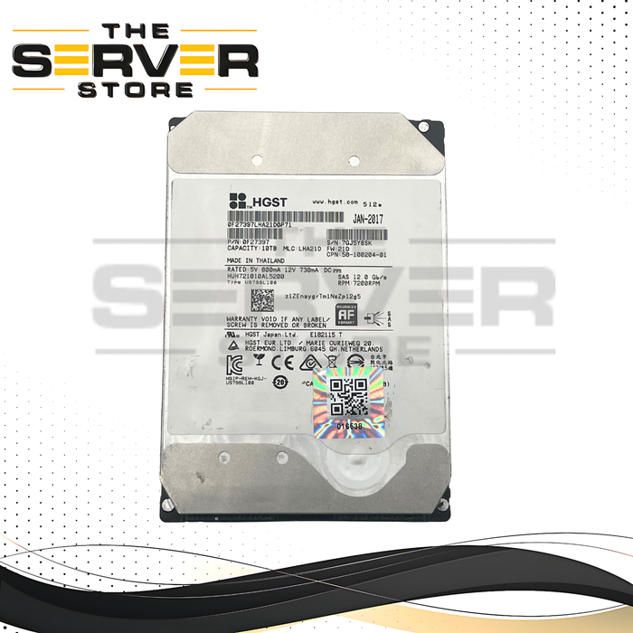 HGST 10TB SAS 12Gbps 7.2K 512e LFF 3.5" Hard Drive HDD HUH721010AL5200 0F27397