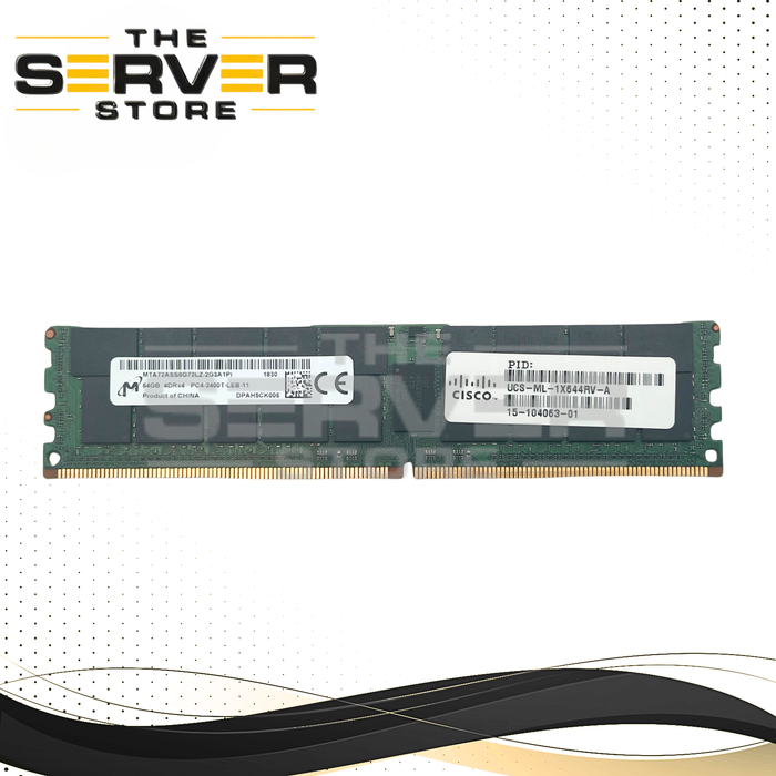 Cisco 64GB 4DRx4 DDR4-2400T-L PC4-19200 LRDIMM ECC Load-Reduced Memory Micron MTA72ASS8G72LZ-2G3A1 UCS-ML-1X644RV-A 15-104063-01