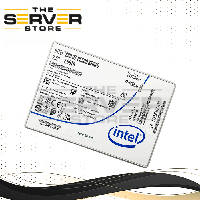 Cisco 7.68TB NVMex4 U.2 SFF 2.5" SSD Intel D7-P5500 16-101663-01 SSDPF2KX076T9K