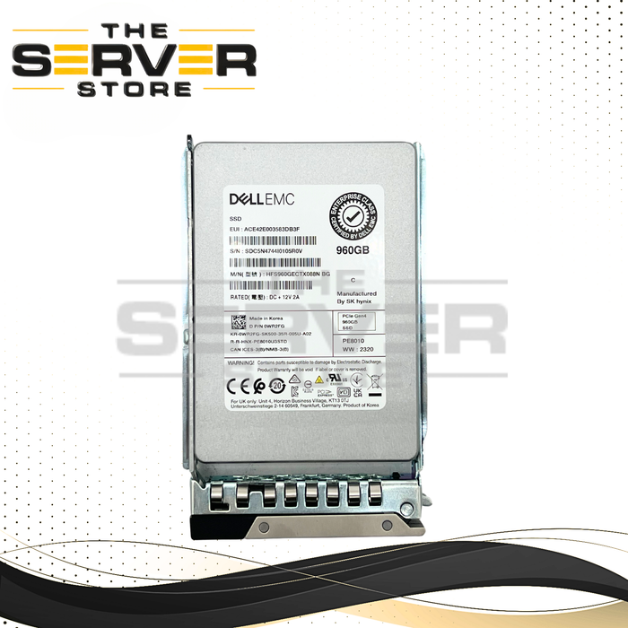 Dell EMC 960GB NVMe x4 U.2 PCIe Gen 4.0 SFF 2.5" SSD Hynix PE8010 0WR2FG WR2FG