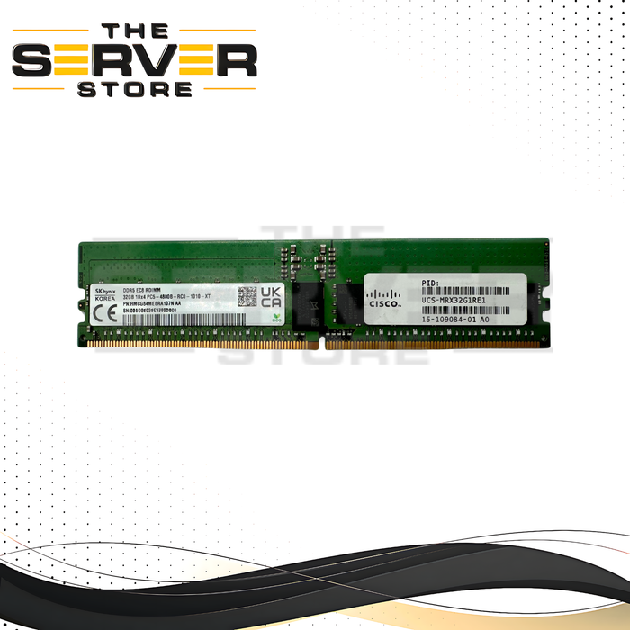 Cisco 32GB 1Rx4 DDR5-4800B PC5-38400 ECC Registered Memory SK Hynix UCS-MRX32G1RE1 15-109084-01 HMCG84MEBRA107N