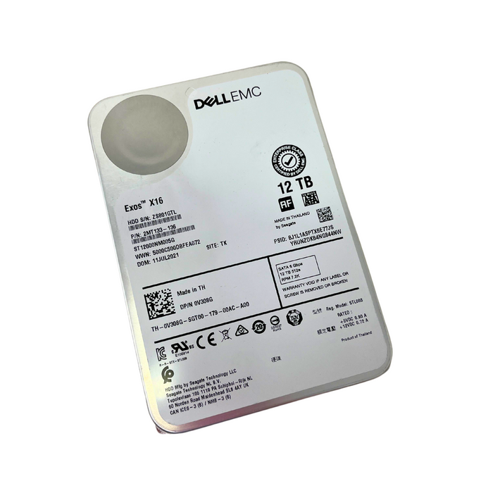 DellEMC Exos X16 12TB 7.2K RPM SATA 6Gbps 512e Enterprise HDD Hard Drive (V308G)