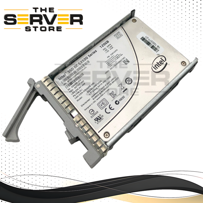Cisco Intel DC S3500 120GB SATA 6Gb/s 2.5-inch SFF Enterprise Solid State Drive (SSD) in Caddy. P/N: 16-100377-01.