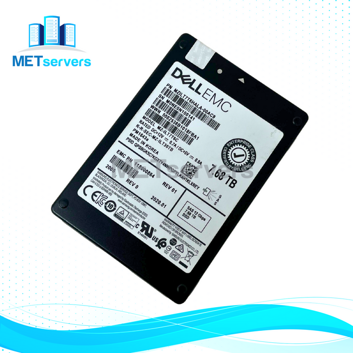 EMC/DELL PM1643a 7.68TB SAS 12Gb/s 2.5" SSD Solid State Drive (MZILT7T6HALA-00AC9)