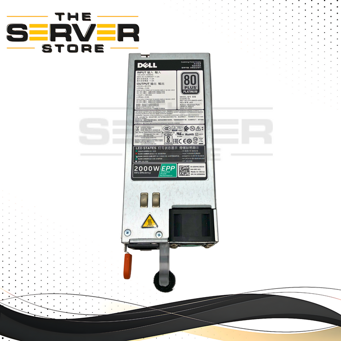 Dell 2000W 80+ Platinum Hot-Swap Redundant Power Supply for PowerEdge C4140 & R740 Servers. P/N: J5WMG, 0J5WMG.