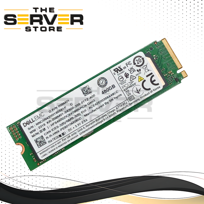 Dell SK Hynix 480GB PCIe Gen3 x4 NVMe M.2 2280 TLC SSD, For BOSS-N1 Boot Optimized Storage Solution. P/N: 08M01, 008M01.