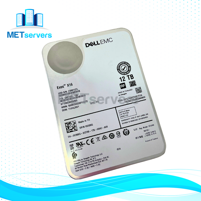 DellEMC Exos X16 12TB 7.2K RPM SATA 6Gbps 512e Enterprise HDD Hard Drive (2MT133-136)