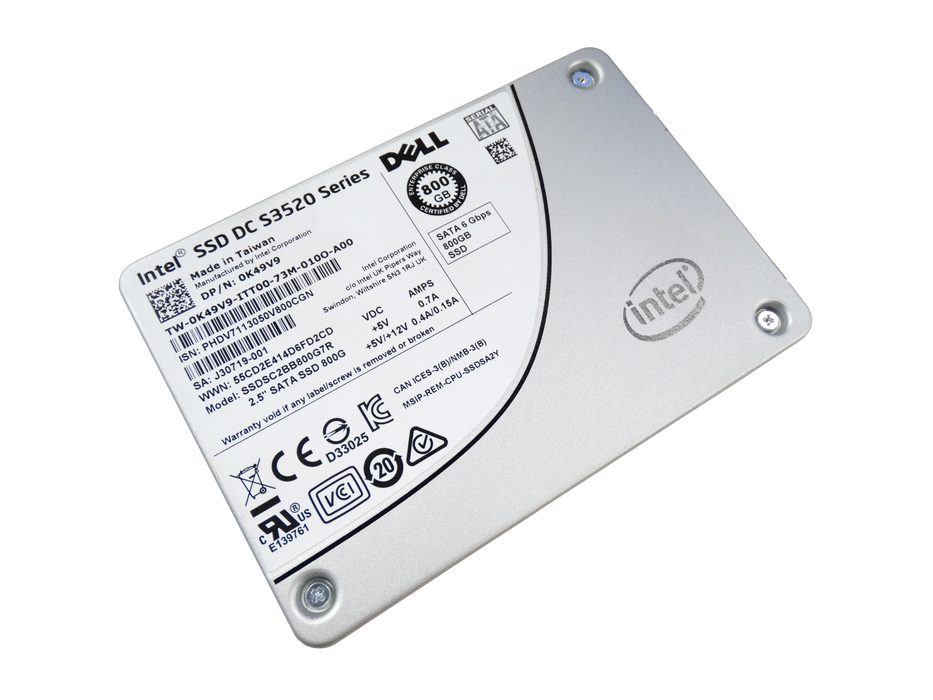 Dell Intel DC S3520 800GB 6Gbps SATA 2.5'' SSD Solid State Drive (K49V9)