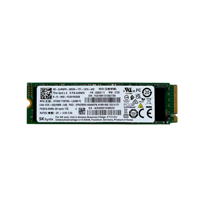 Dell 1TB NVMe 2280 M.2 PCIe Gen 3.0 x4 SSD SK Hynix PC601A HFS001TD9TNG 0JWNFR JWNFR