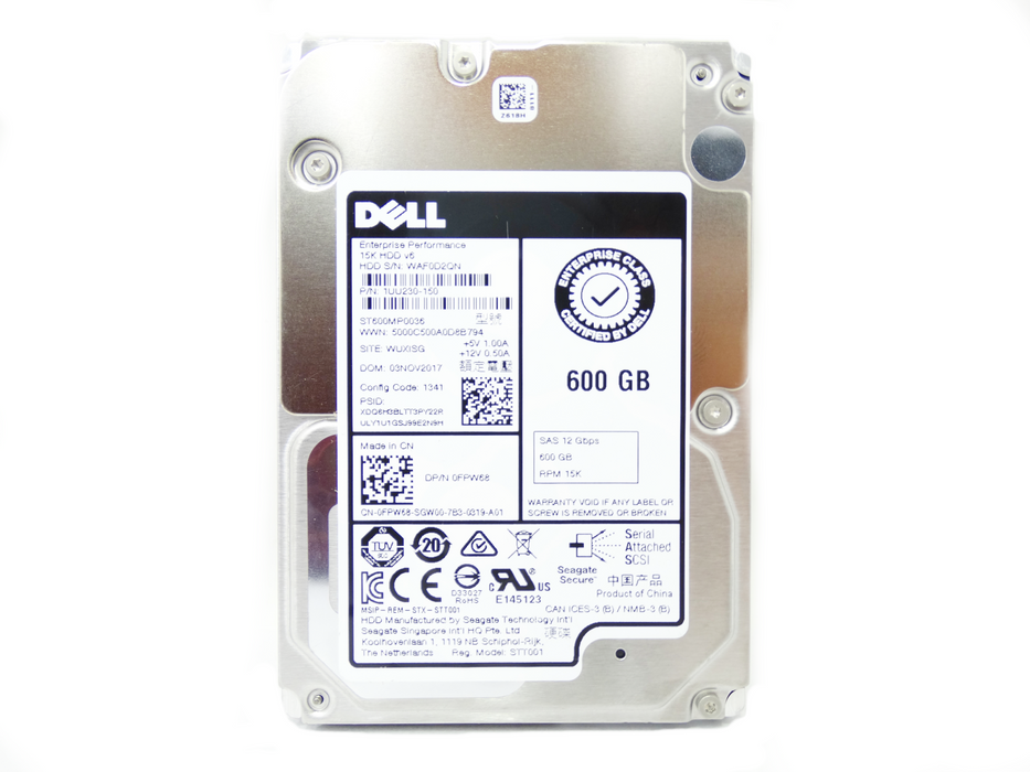 Dell Enterprise 600GB 15K 12G 12Gbps SAS 2.5'' HDD Hard Drive (FPW68)