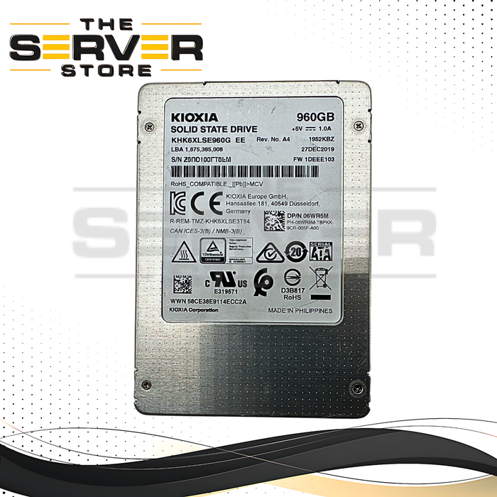 Dell 960GB SATA 6G HotPlug SFF 2.5" SSD Kioxia HK6-R Series 6WR5M 06WR5M