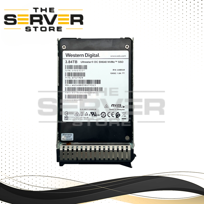 Western Digital (WD / HGST) 3.84TB NVMe U.2 PCIe Gen 3.0 x4 RI SFF 2.5" SSD Ultrastar DC SN640 Series WUS4BB038D7P3E3 for Lenovo ThinkSystem Server (Lenovo ThinkSystem Tray Included)