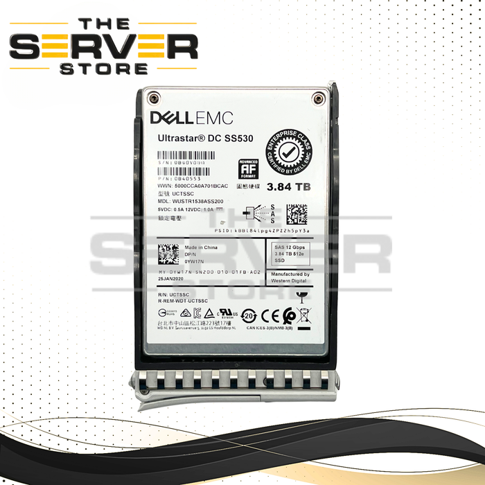 (New Open Box) Western Digital (WD) 3.84TB SAS 12G RI 2.5" SSD DC SS530 Series WUSTR1538ASS200 for Cisco UCS C-Series Servers with Tray