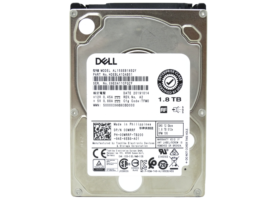 Dell 1.8TB 10K RPM SAS 12Gbps  512e 2.5'' HDD Hard Drive (AL15SEB18EQY)